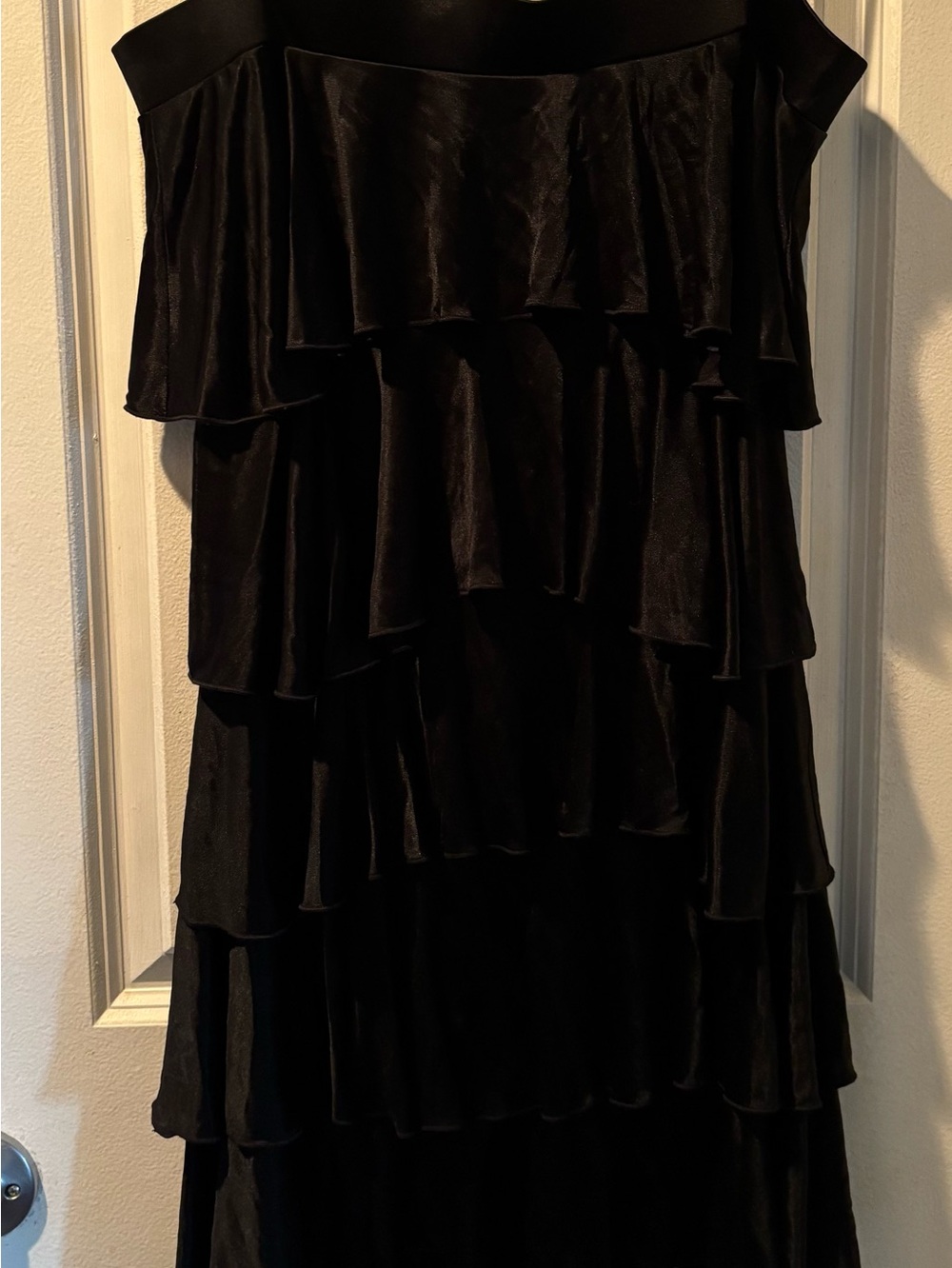 Black Spaghetti Strap Short  Ruffle Dress by Guess Authentic  Near New Size L
